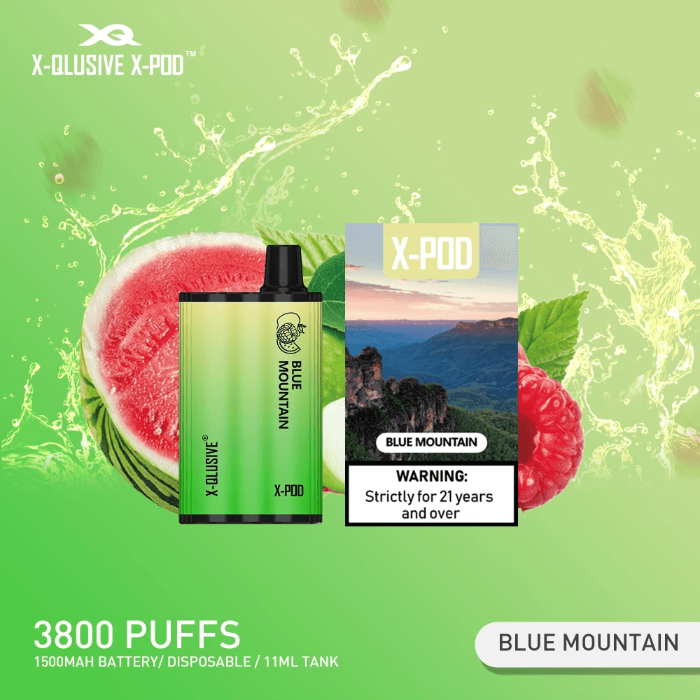 X - QLUSIVE X - POD BLUE MOUNTAINS (Apple Raspberry Watermelon) - 3800 PUFFS — buy online Australia | Aussie Vape