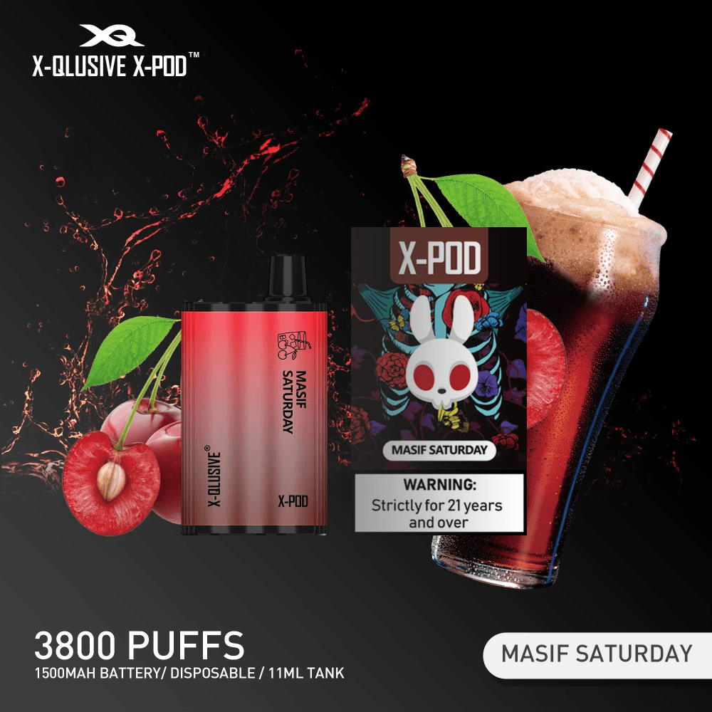 X - QLUSIVE X - POD MASIF SATURDAY (Cherry Cola Ice) - 3800 PUFFS — buy online Australia | Aussie Vape