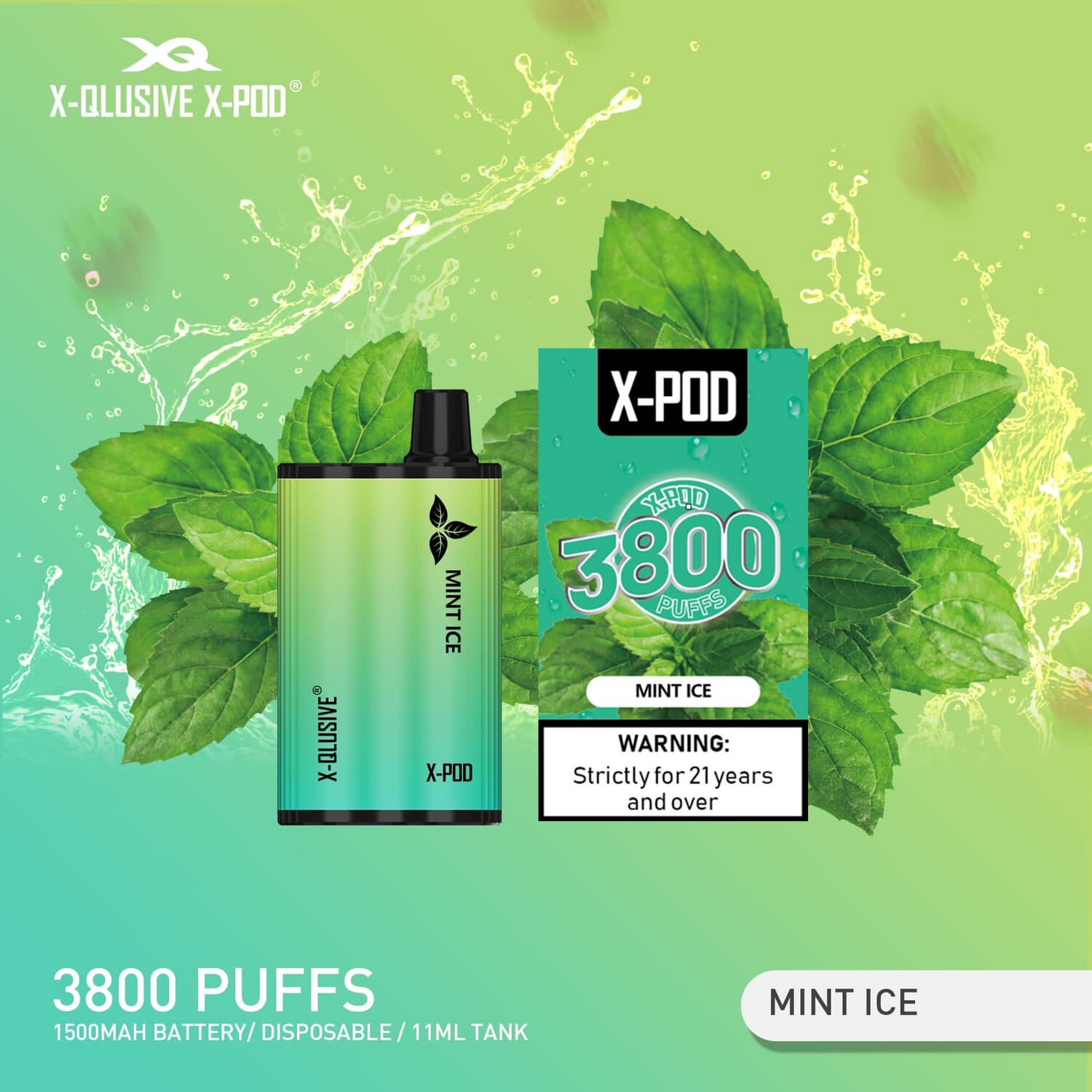 X - QLUSIVE X - POD MINT ICE - 3800 PUFFS — buy online Australia | Aussie Vape