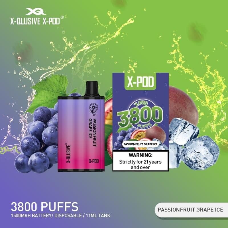 X - QLUSIVE X - POD PASSIONFRUIT GRAPE ICE - 3800 PUFFS — buy online Australia | Aussie Vape