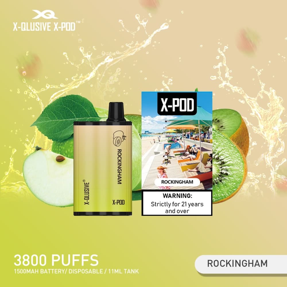 X - QLUSIVE X - POD ROCKINGHAM (Apple Kiwi Ice) - 3800 PUFFS — buy online Australia | Aussie Vape